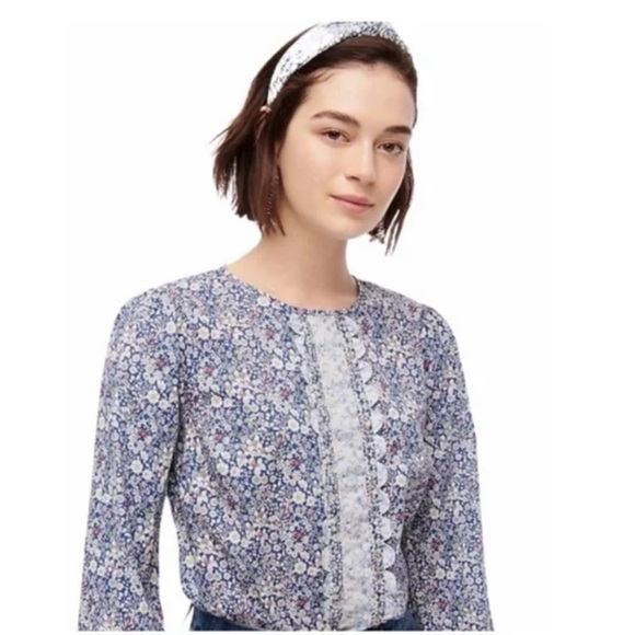 J. Crew | Tops | Jcrew Liberty Scalloped Popover Shirt Floral Junes ...